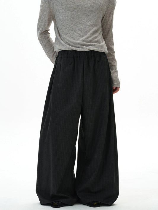 RT No. 32802 PLEATED STRIPED BAGGY STRAIGHT PANTS