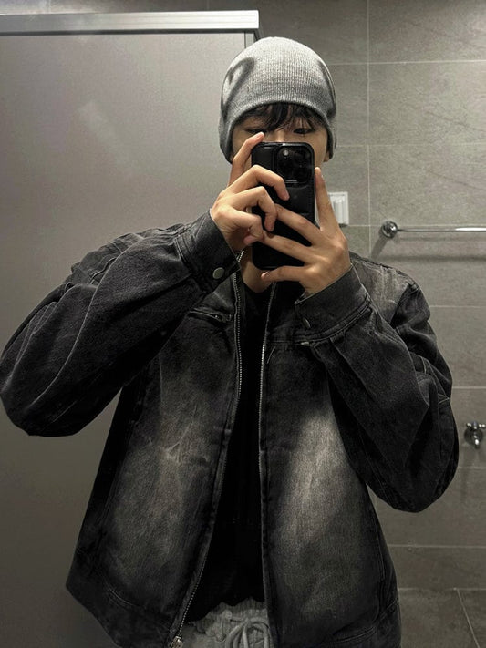 RT No. 12411 WASHED BLACK BIKER DENIM JK