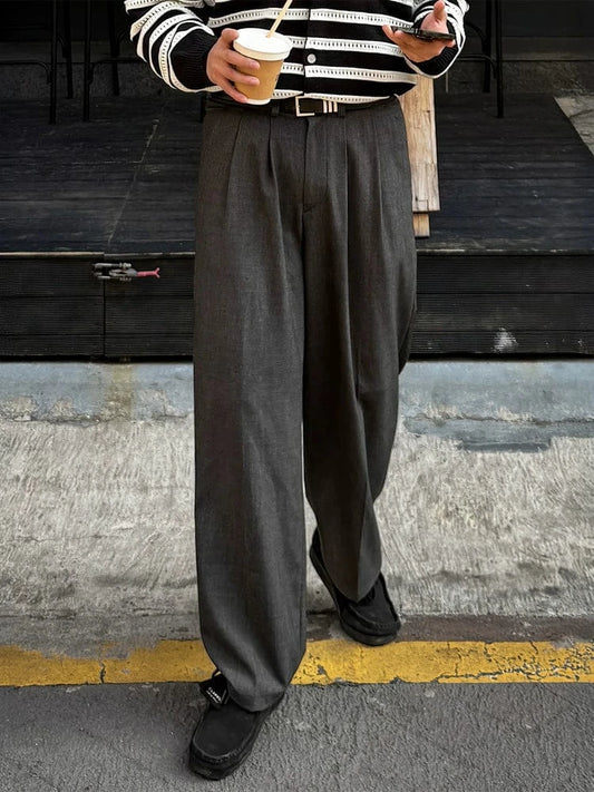 RT No. 32087 PLEATED DARK GRAY SUIT PANTS