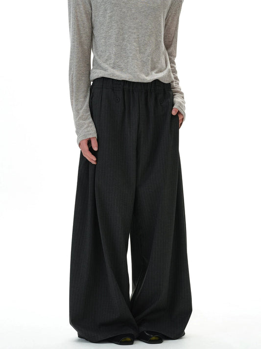 RT No. 32802 PLEATED STRIPED BAGGY STRAIGHT PANTS