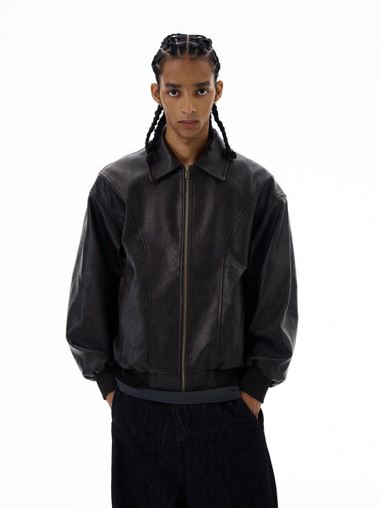 RT No. 19554 BROWN ZIP LEATHER JK