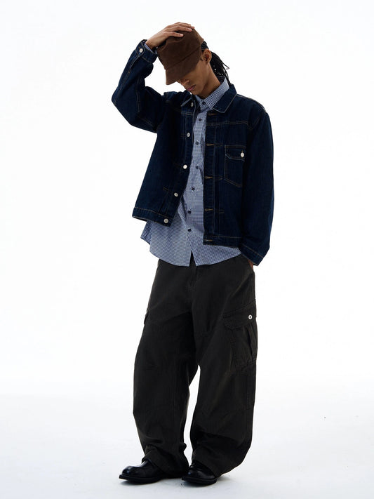 RT No. 19534 NAVY BLUE STITCHED DENIM JK