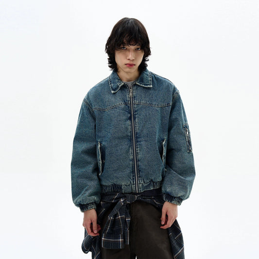 RT No. 32521 QUILTED DENIM ZIP JK