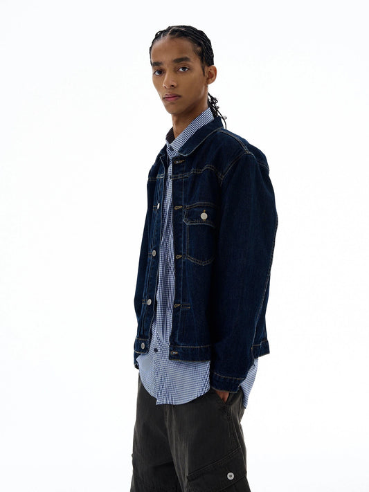 RT No. 19534 NAVY BLUE STITCHED DENIM JK