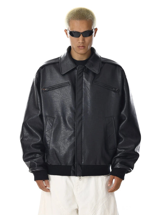 RT No. 32735 BLACK LEATHER ZIP JK