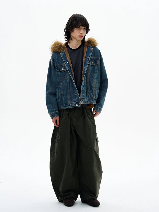RT No. 32519 FUR HOODED DENIM JK