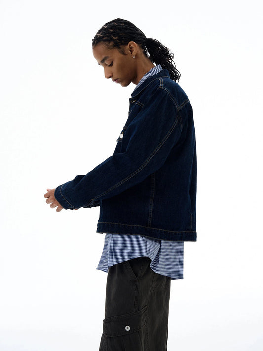 RT No. 19534 NAVY BLUE STITCHED DENIM JK