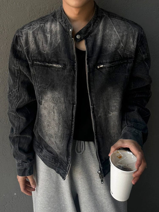 RT No. 12411 WASHED BLACK BIKER DENIM JK