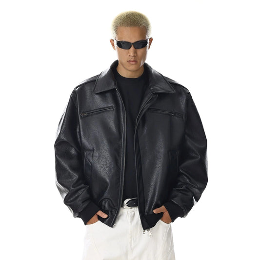 RT No. 32735 BLACK LEATHER ZIP JK