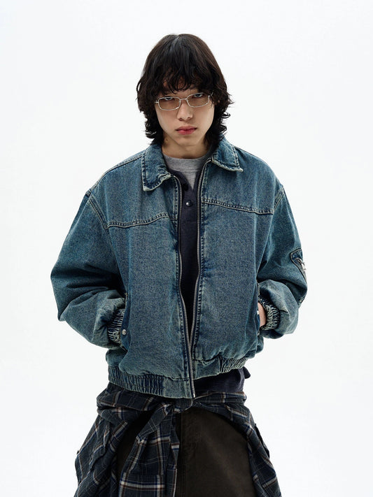 RT No. 32521 QUILTED DENIM ZIP JK