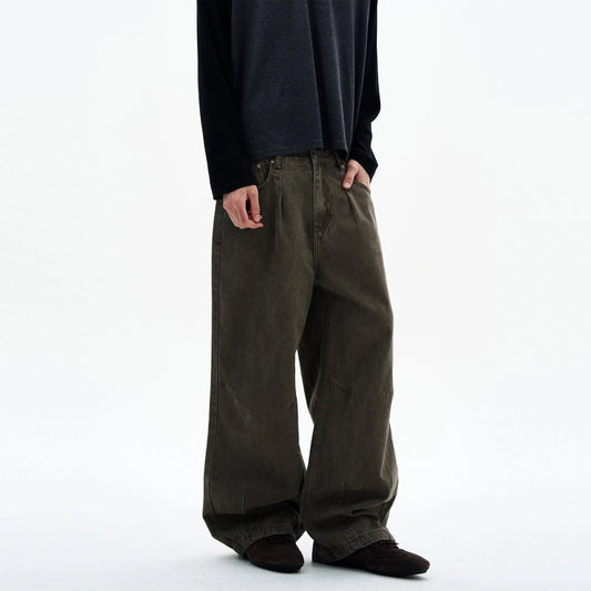 RT No. 32525 PLEATED WIDE STRAIGHT JEANS