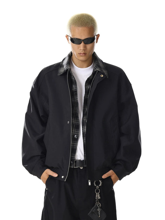 RT No. 32747 PLAID COLLAR SHIRT ZIP JK