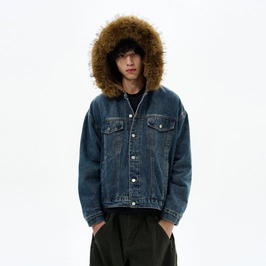 RT No. 32519 FUR HOODED DENIM JK