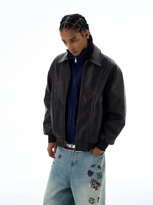 RT No. 19554 BROWN ZIP LEATHER JK