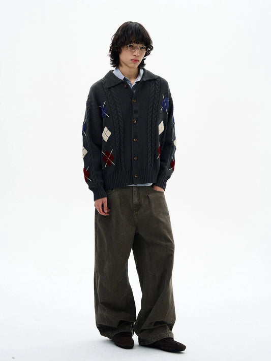 RT No. 32098 KNITWEAR DIAMOND LAZY CARDIGAN JK