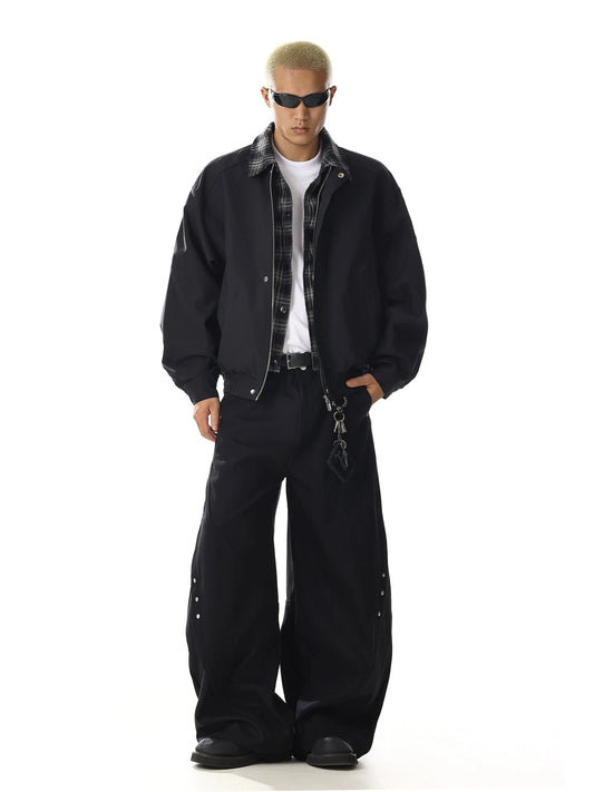 RT No. 32747 PLAID COLLAR SHIRT ZIP JK