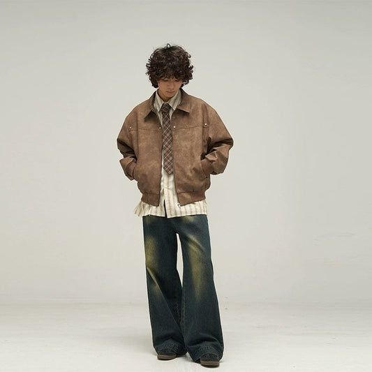 RT No. 10042 LEATHER ZIP-UP JK