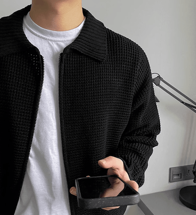 RT No. 9747 KNITTED FULL-ZIP SWEATER