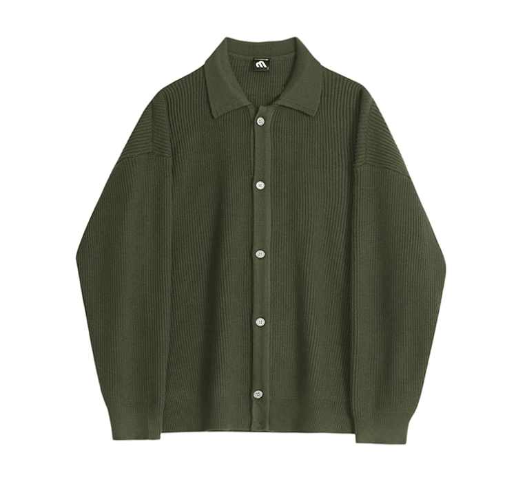 RT No. 11524 GREEN KNIT BUTTON-UP SWEATER