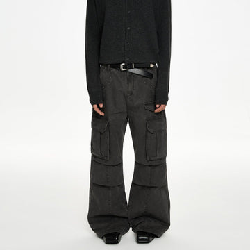 RT No. 50036 GRAY POCKET CARGO STRAIGHT PANTS