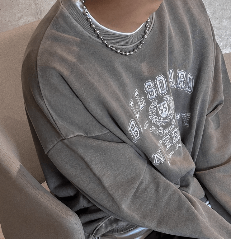 RT No. 11170 GRAY EMBROIDERY CREWNECK SWEATER