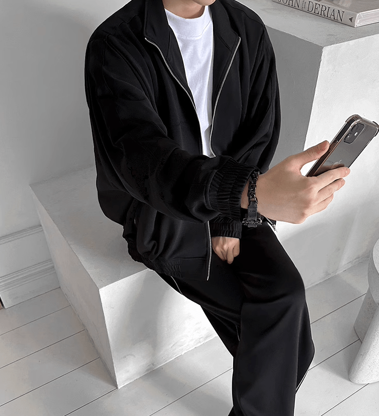 RT No. 9370 BLACK REFLECTIVE ZIP-UP JK