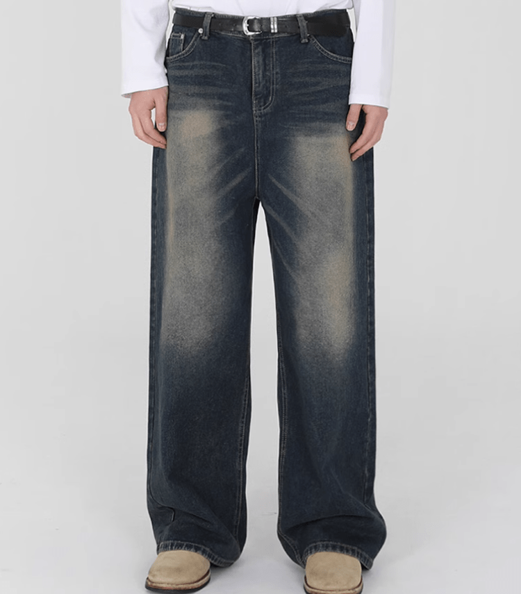 RT No. 10958 WASHED BLUE DENIM RELAX STRAIGHT JEANS