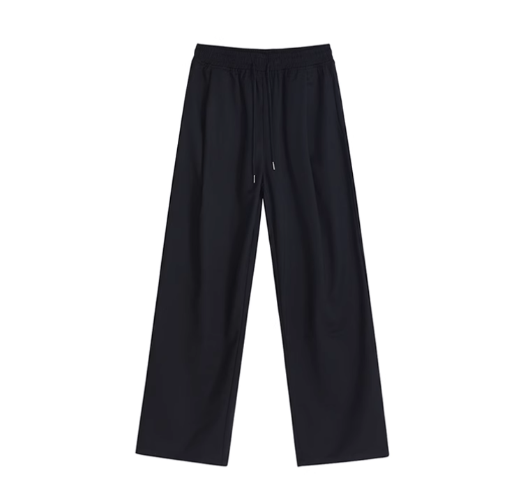 RT No. 11520 BLACK FOLDED PLEATED STRAIGHT PANTS