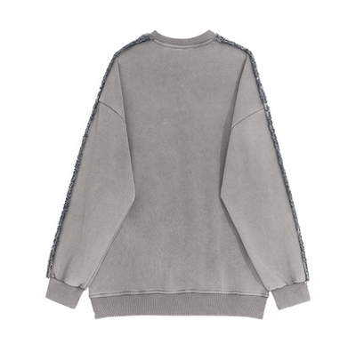 RT No. 11369 GRAY EMBROIDERED PULLOVER SWEATER