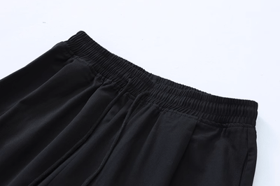 RT No. 11520 BLACK FOLDED PLEATED STRAIGHT PANTS