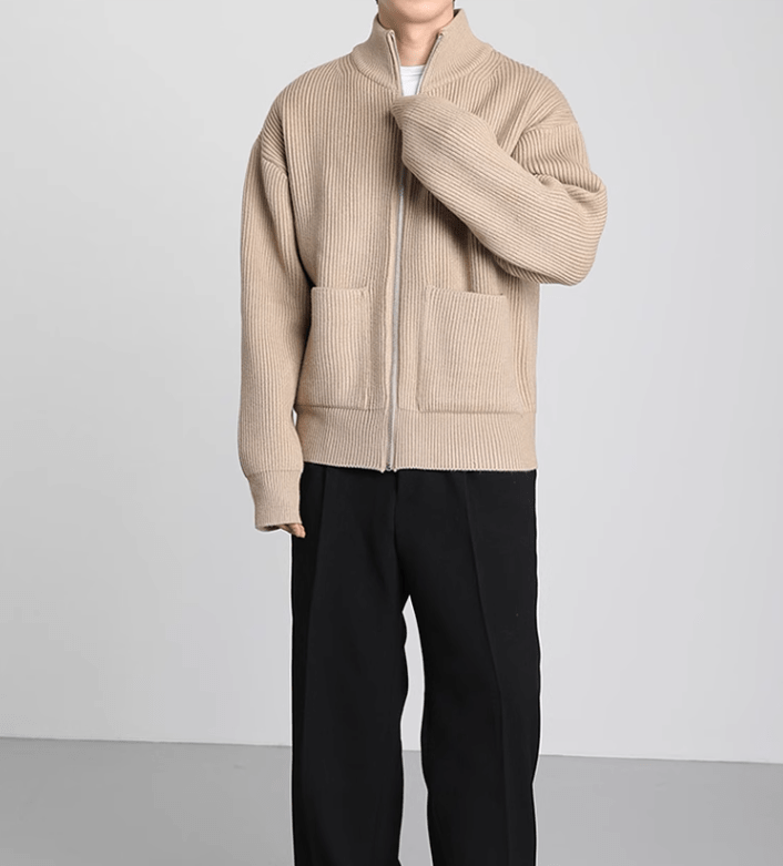 RT No. 10249 KNITTED FULL ZIP-UP SWEATER