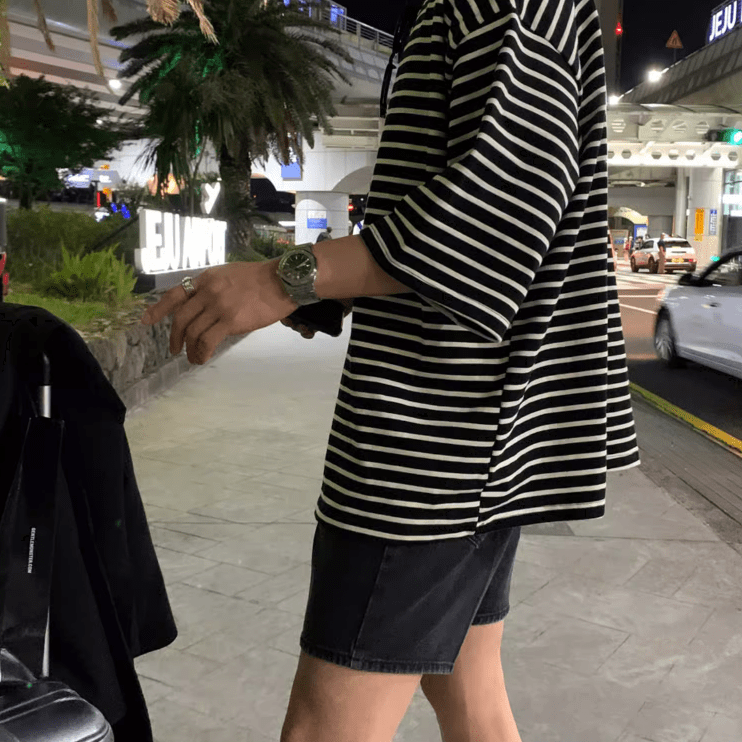 RT No. 9320 STRIPED 3/4 SLEEVE TOP