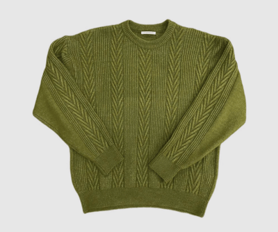 RT No. 10553 GREEN KNITTED PULLOVER SWEATER