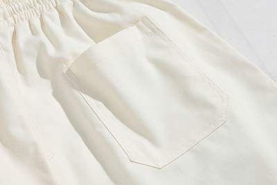 RT No. 9077 KHAKI CREAM LINEN SHORTS