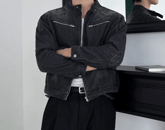RT No. 12526 BLACK BIKER DENIM JK
