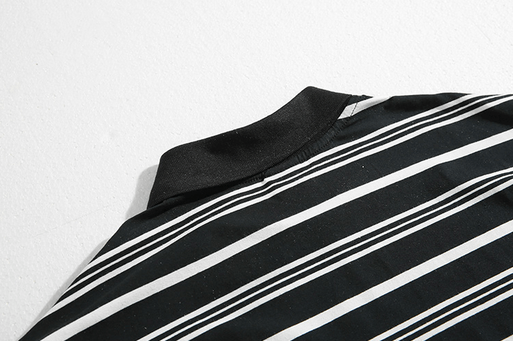 RT No. 9081 BLACK & WHITE STRIPE HALF SLEEVE TEE