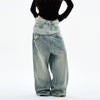 RT No. 32830 WASHED DOUBLE WAISTED DENIM JEANS