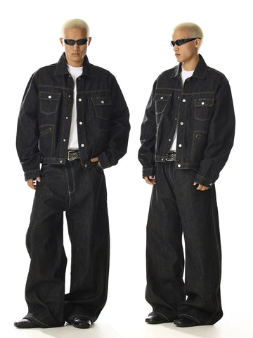 RT No. 27999 BLACK STITCH DENIM JACKET