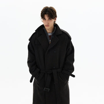RT No. 50417 WOOLEN PLAID TRENCH COAT