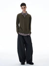 RT No. 20008 TWO PIECE BUTTON-UP SHIRT V-NECK SWEATER