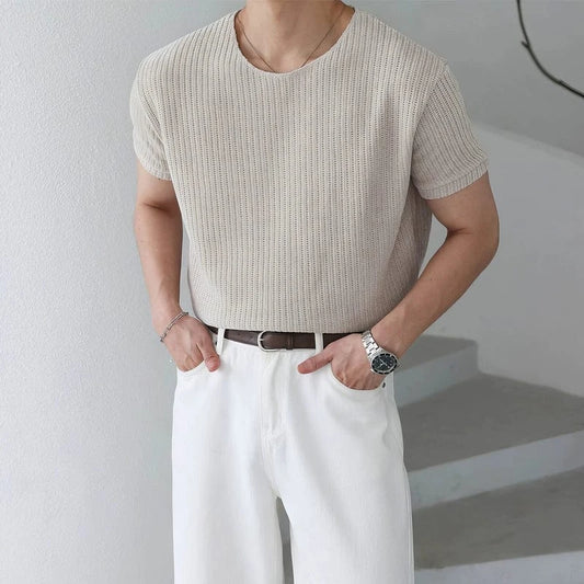 RT No. 18152 CREAM KNIT SHORT SLEEVE