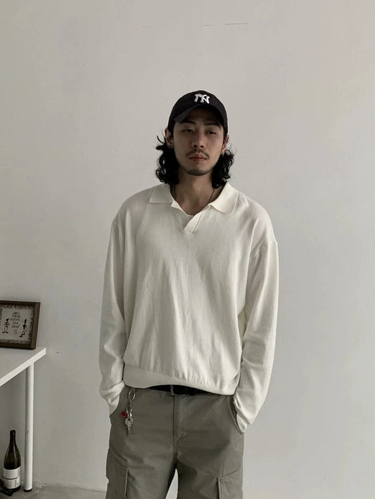 RT No. 18759 BOXY KNIT POLO LONGSLEEVE