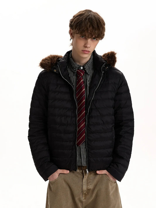 RT No. 50231 RIBBED FUR HOOD JACKET