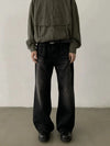 RT No. 32067 BLACK WHISKER WASH DENIM STRAIGHT JEANS