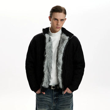 RT No. 50111 KNITWEAR WOLF COLLAR JACKET