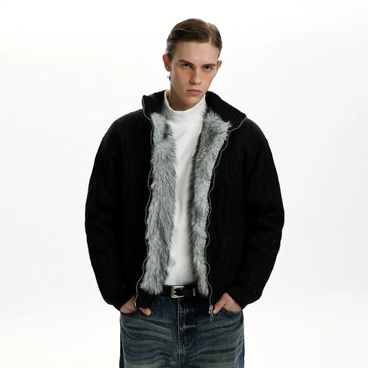 RT No. 50111 KNITWEAR WOLF COLLAR JACKET