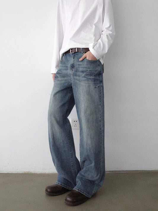 RT No. 32066 WHISKER DENIM STRAIGHT JEANS