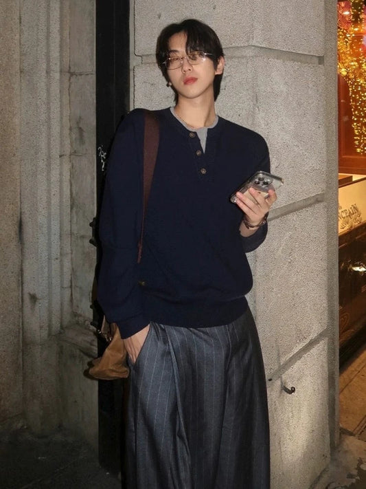 RT No. 32033 KNIT HENRY COLLAR SWEATER