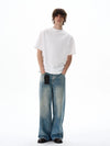 RT No. 19582 WASHED BLUE DENIM STRAIGHT JEANS