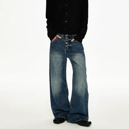 RT No. 50026 WASHED DENIM STRAIGHT JEANS
